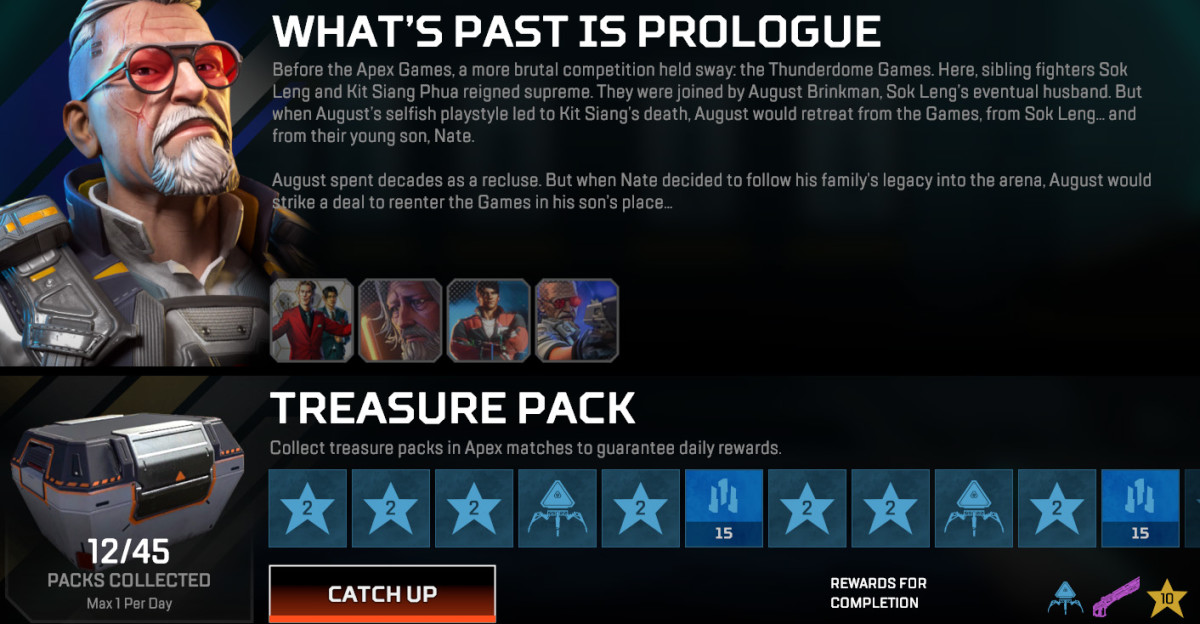 The Treasure Pack Screen in Season 17 of Apex Legend.